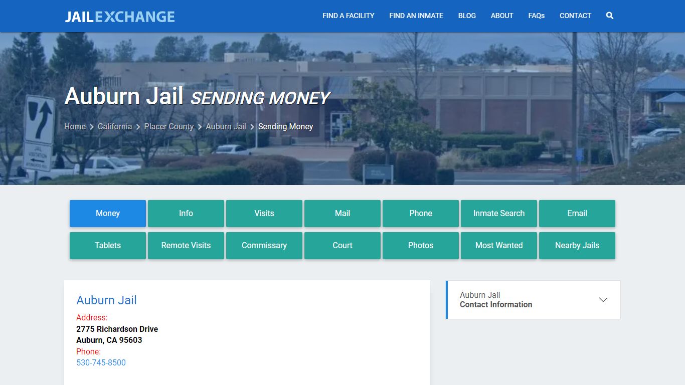 Send Money to Inmate - Auburn Jail, CA - Jail Exchange